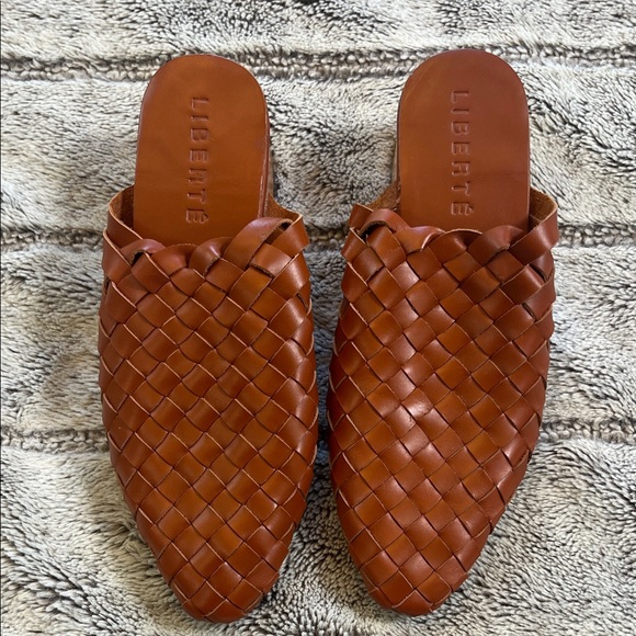 Liberté Shoes - Liberte Women's Cognac Brown Woven Leather Mules